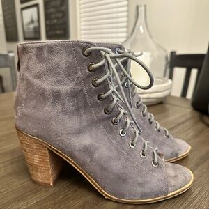 Catherine Maladrino Gray Suede Lace-Up Ankle Boots